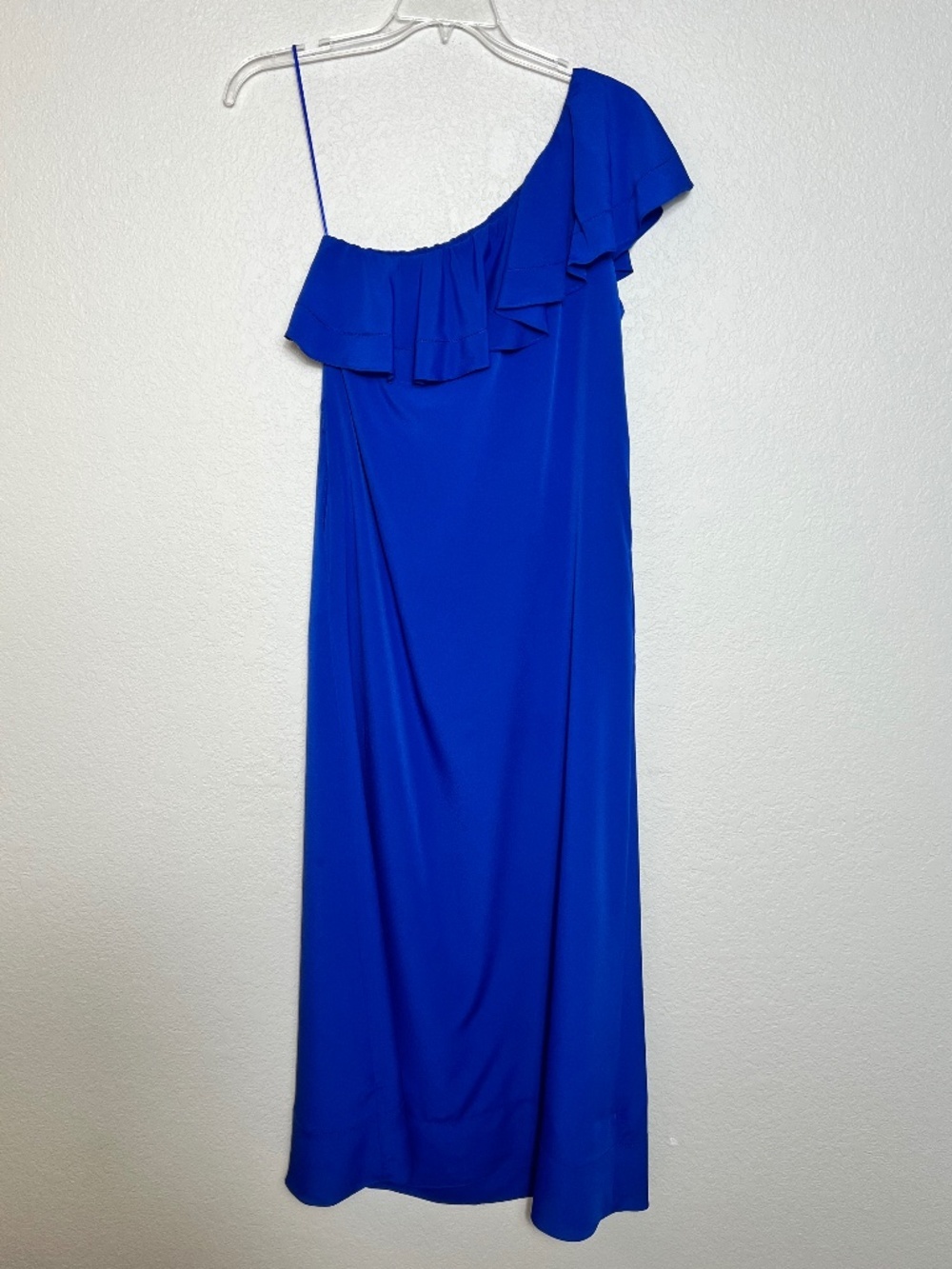 NWOT - Banana Republic Royal Blue One-Shoulder Maxi Ruffled Dress - Picture 5 of 11
